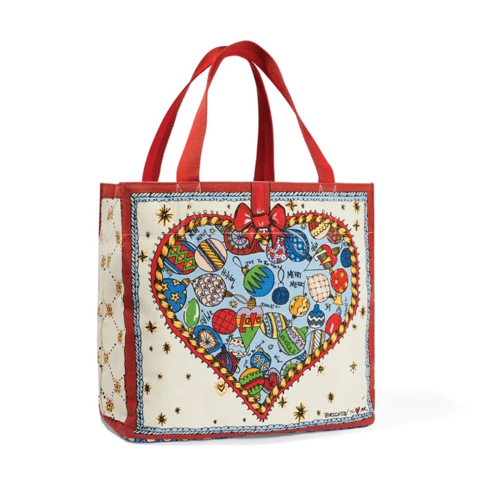 Brighton Celebrate Holiday Love Heart Pattern Tom Clancy Canvas Tote‎ Bag